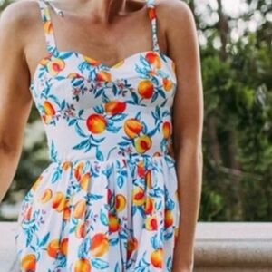 NWT Amanda Uprichard Harmony Mini Dress Peaches Print Tie Strap Sundress S